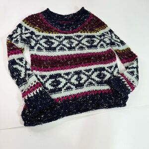 Free People Sweater Womens XS Chunky Knit Crew-Neck Pullover Wool Linen fall